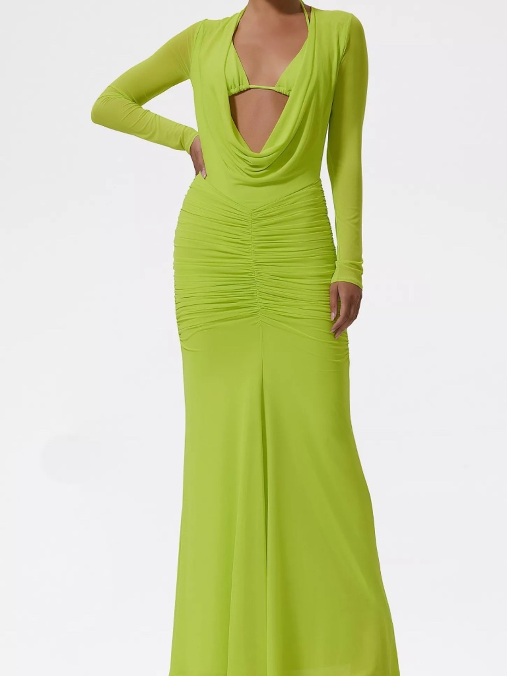 NWT - AFRM Orla Layered Plunging Cowl Front Ruched Maxi Dress - Size M